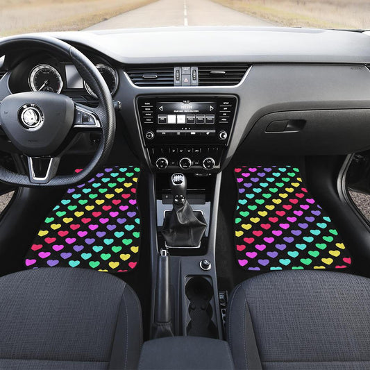 Heart Rainbow Pattern Print Design HE02 Car Floor Mats-JorJune