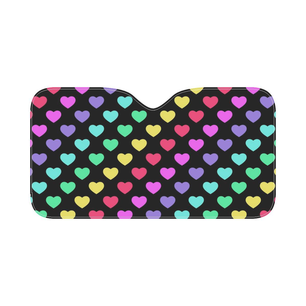 Heart Rainbow Pattern Print Design HE02 Car Sun Shade-JorJune