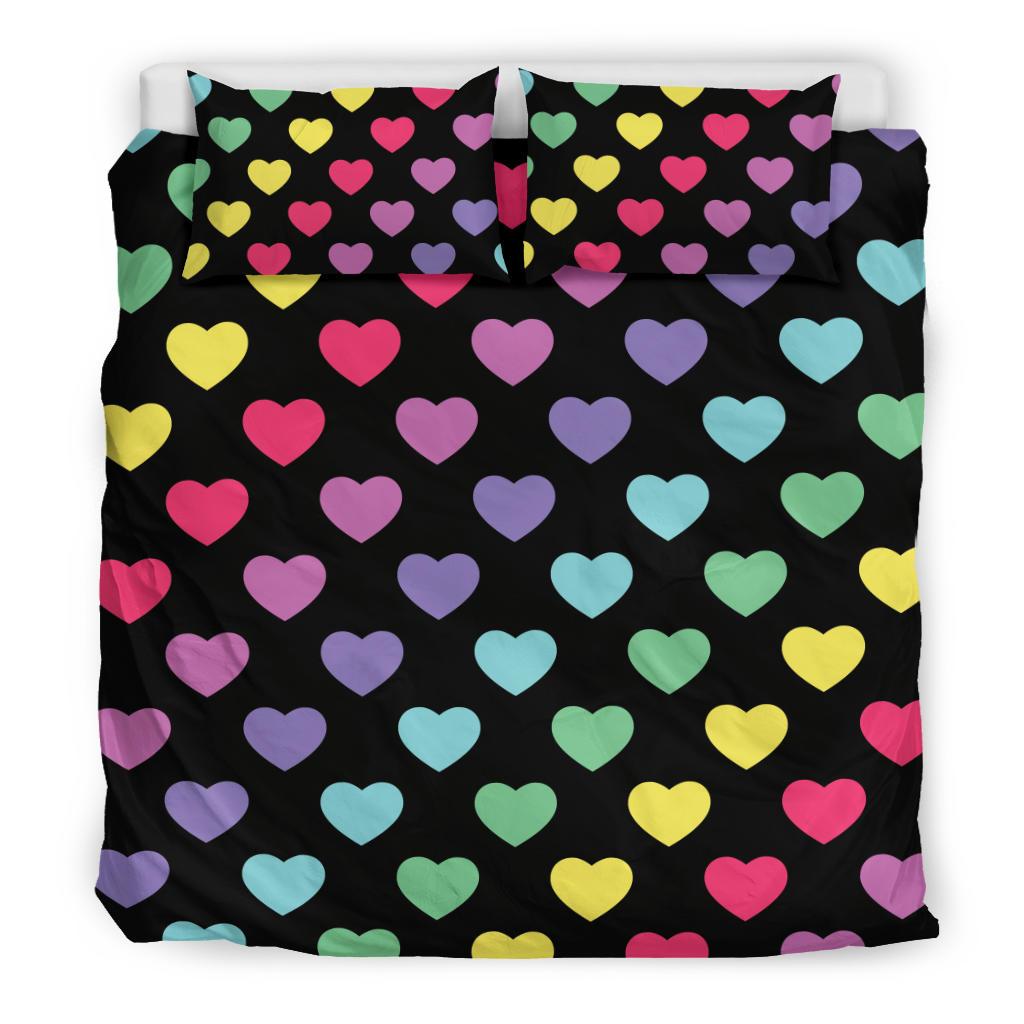 Heart Rainbow Pattern Print Design HE02 Duvet Cover Bedding Set-JORJUNE.COM