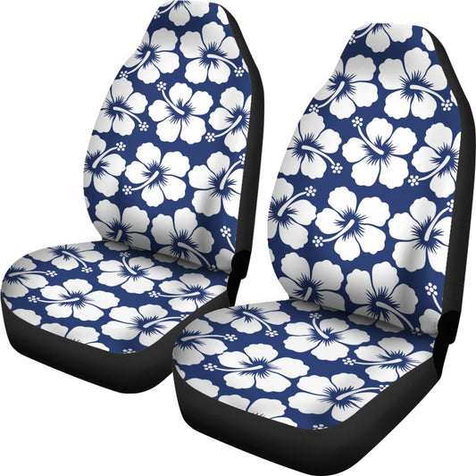 Hibiscus Blue Hawaiian Flower Pattern Universal Fit Car Seat Covers