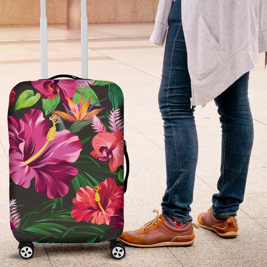 Floral Hibiscus Hawaiian tropical flower Luggage Cover Protector