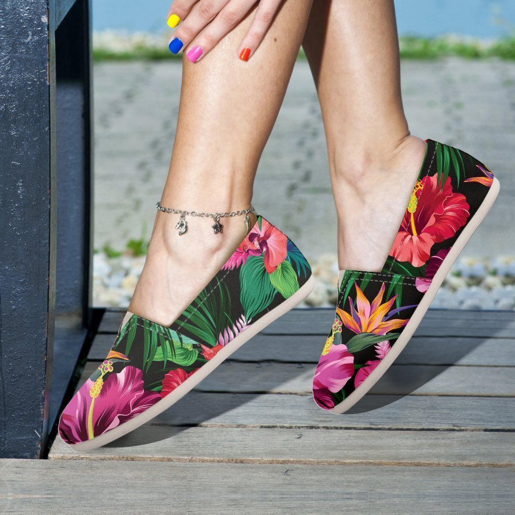 Hibiscus Hawaiian Design Print Pattern Women Casual Shoes-JorJune.com