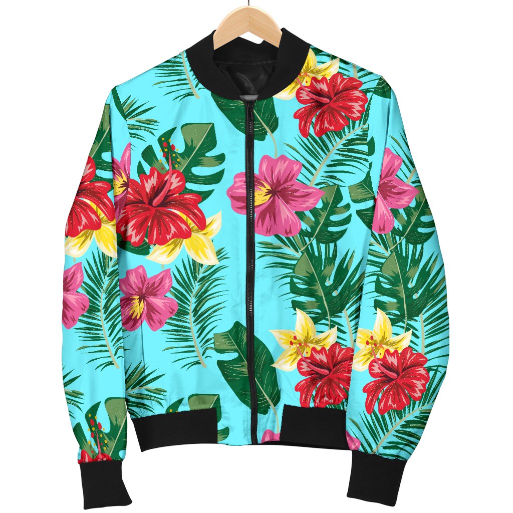 Hibiscus Hawaiian Flower Women Casual Bomber Jacket