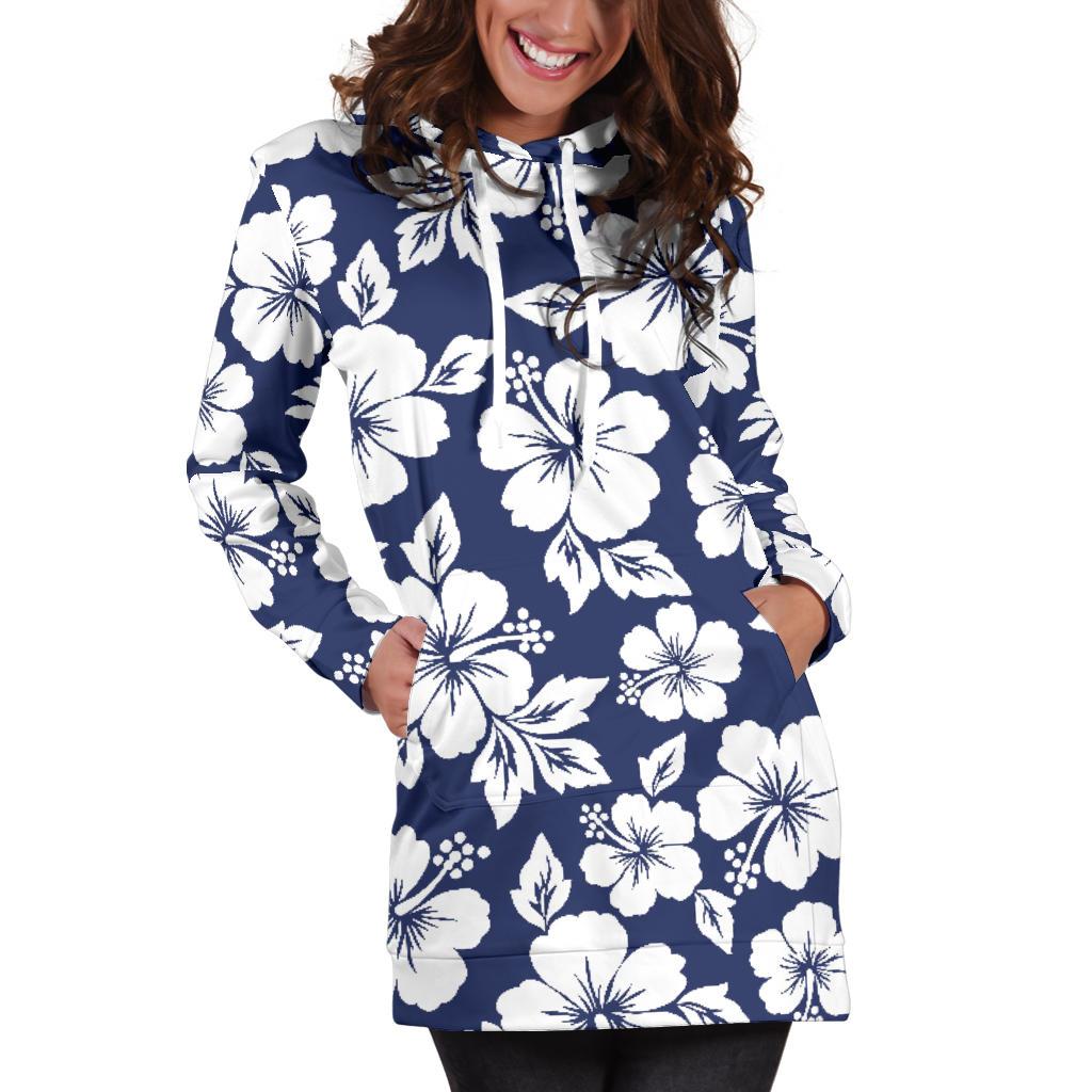 Hibiscus Pattern Print Design HB012 Women Hoodie Dress
