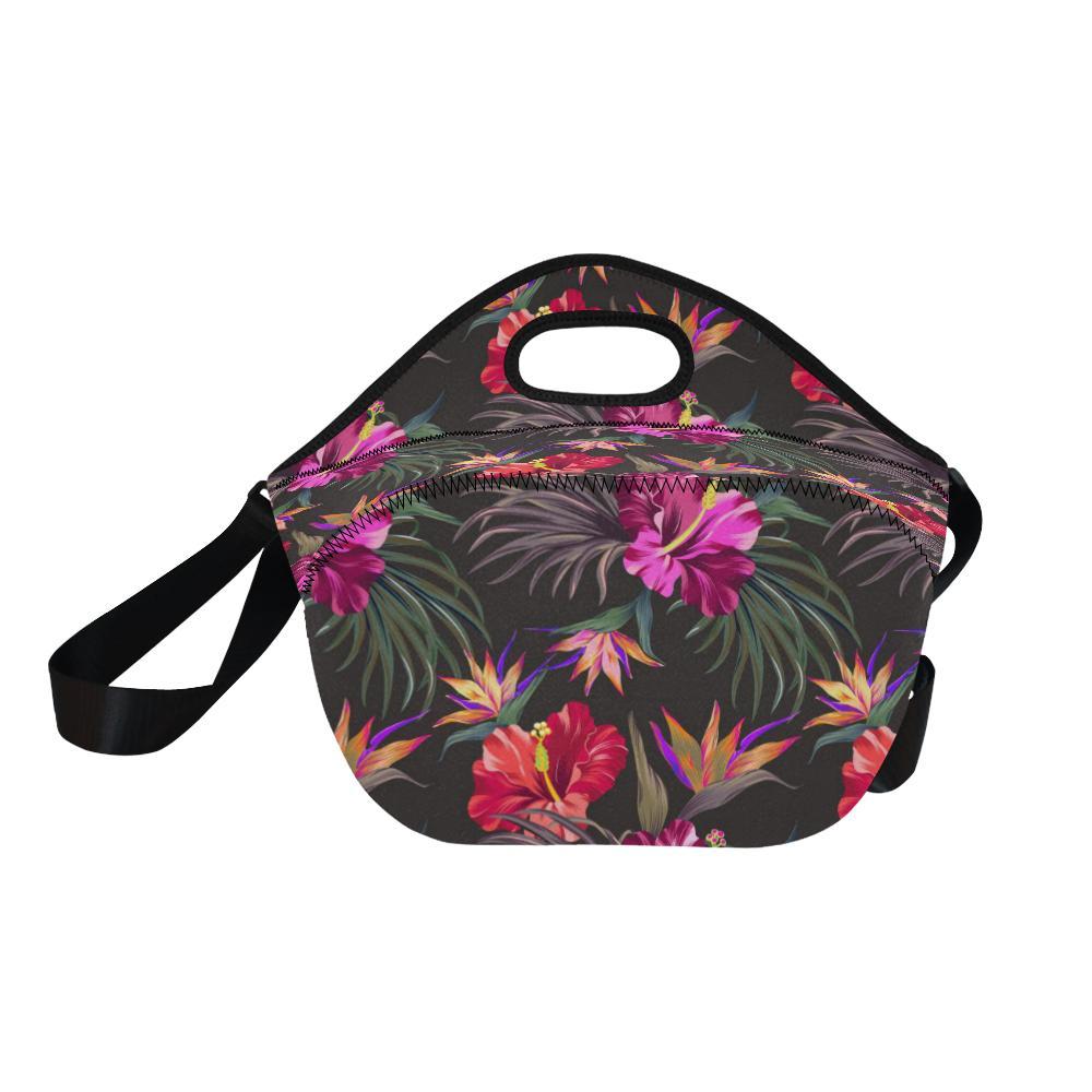 Hibiscus Pattern Print Design HB014 Neoprene Lunch Bag-JorJune