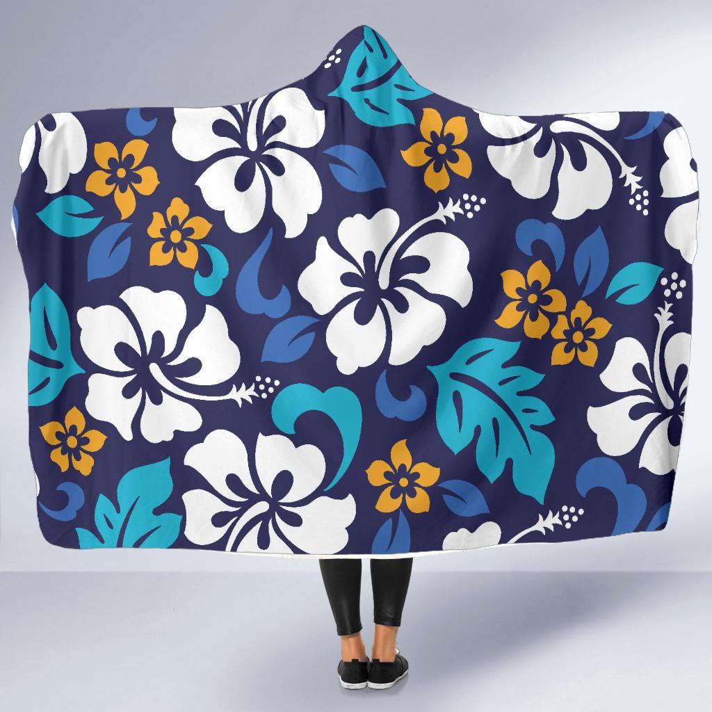 Hibiscus Pattern Print Design HB030 Hooded Blanket-JORJUNE.COM