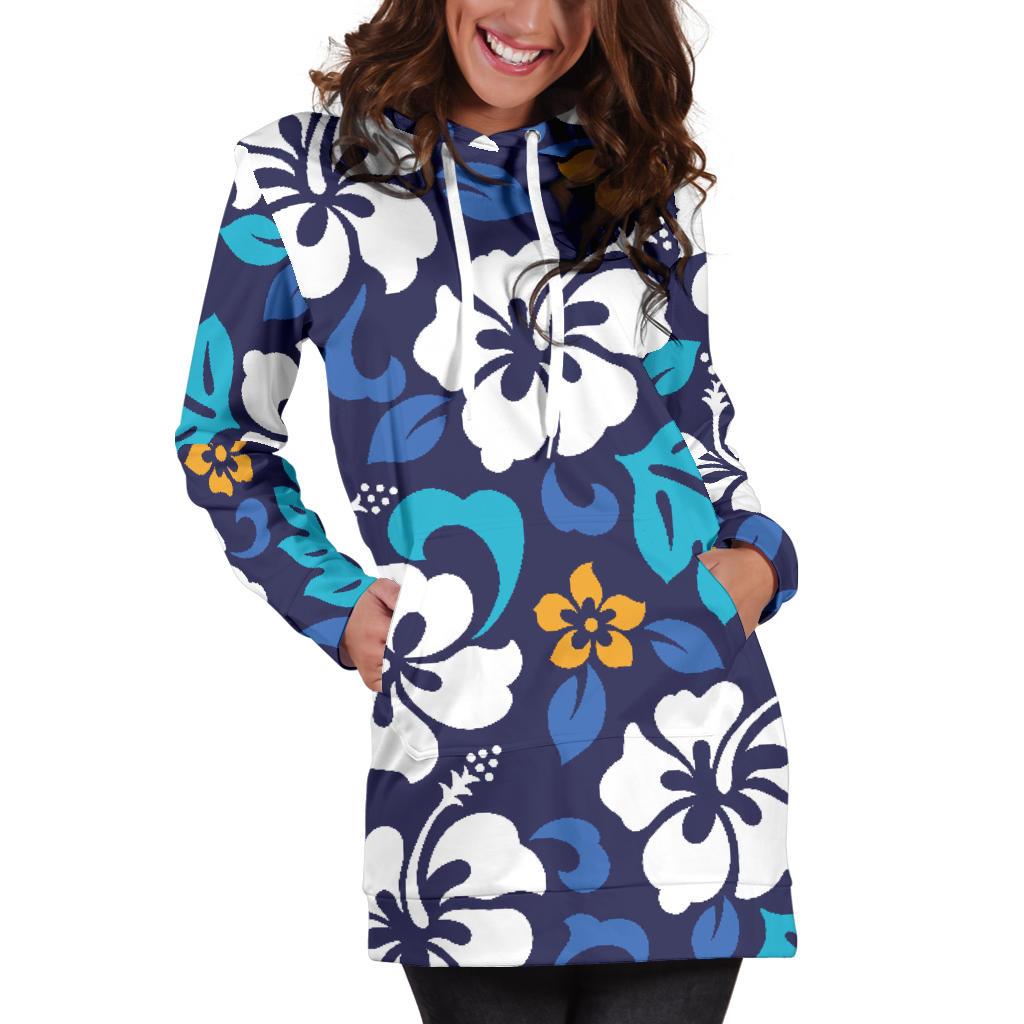 Hibiscus Pattern Print Design HB030 Women Hoodie Dress