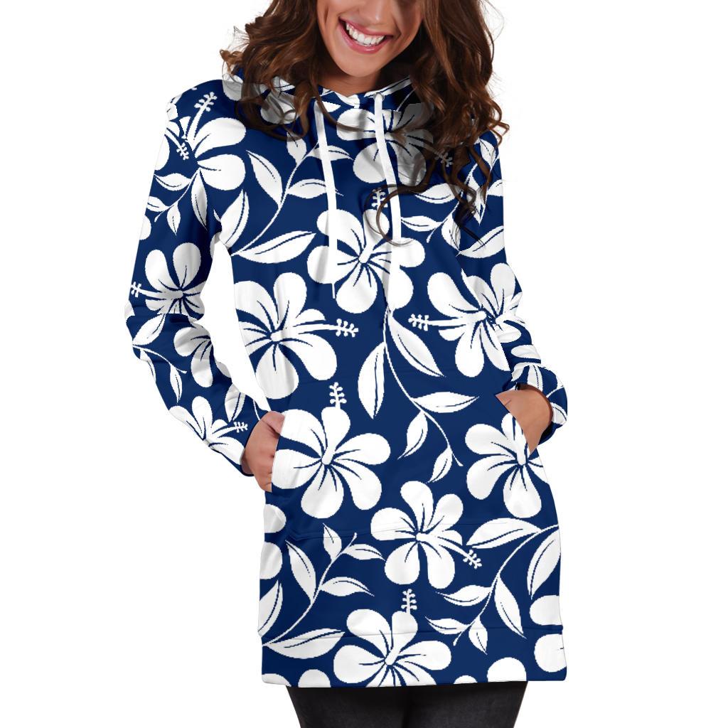 Hibiscus Pattern Print Design HB031 Women Hoodie Dress