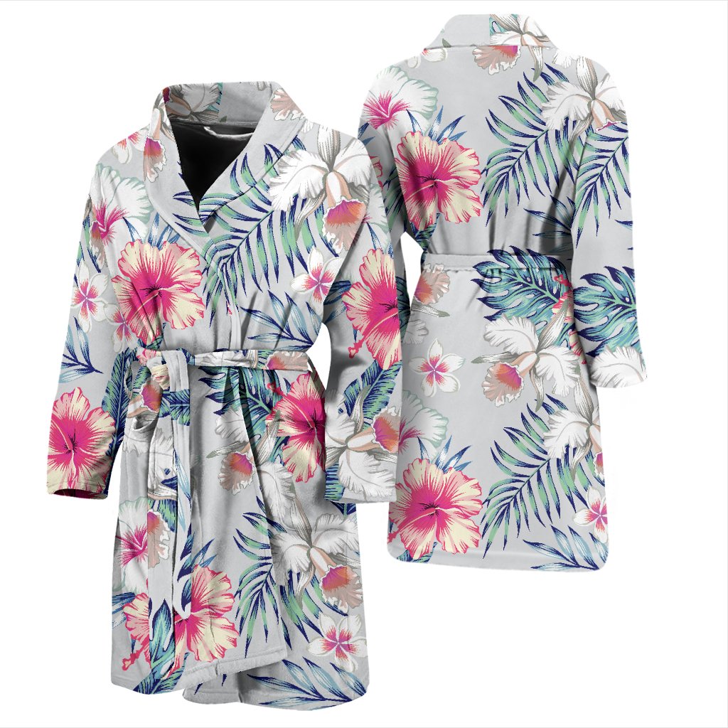 Hibiscus Print Men Bath Robe