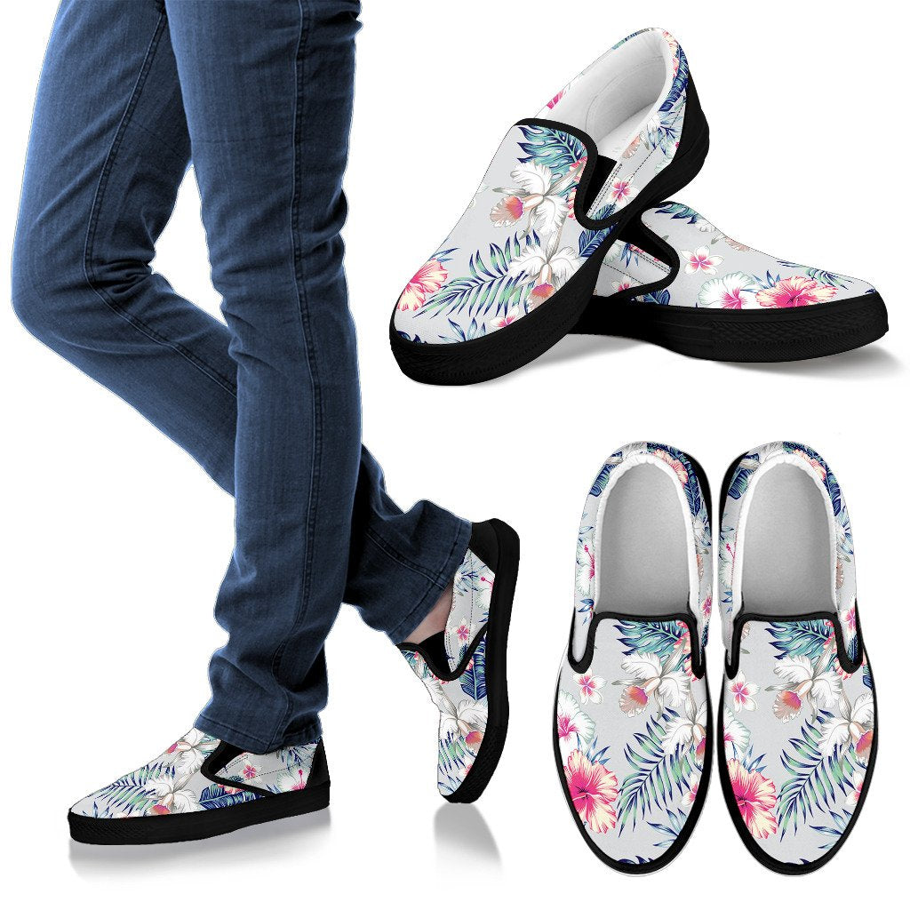 Hibiscus Print Women Slip On Shoes