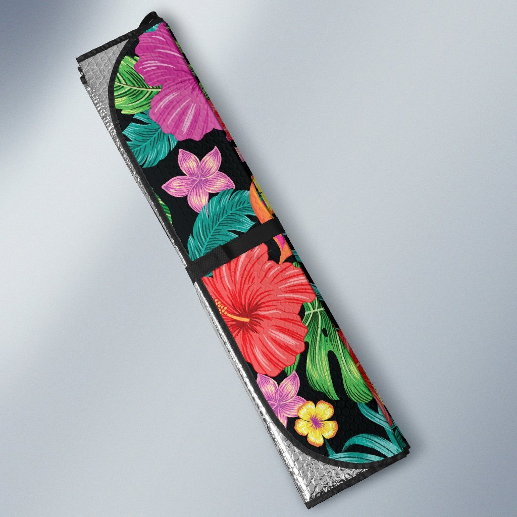 Hibiscus Red Hawaiian Flower Car Sun Shade-JorJune
