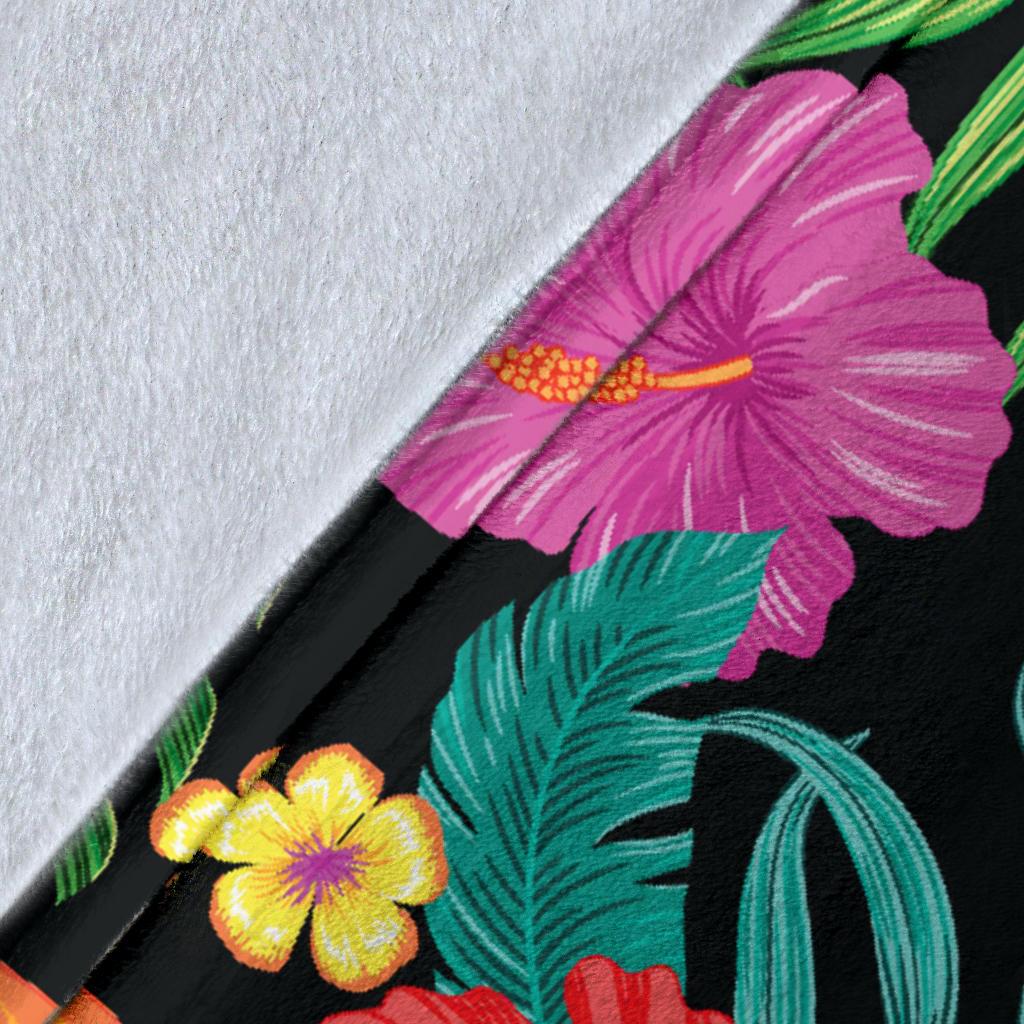 Hibiscus Red Hawaiian Flower Fleece Blanket