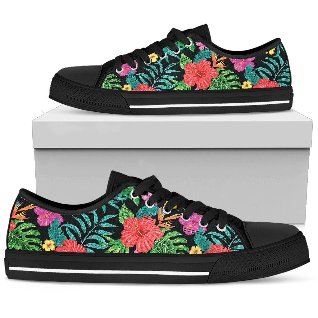 Hibiscus Red Hawaiian Flower Women Low Top Shoes