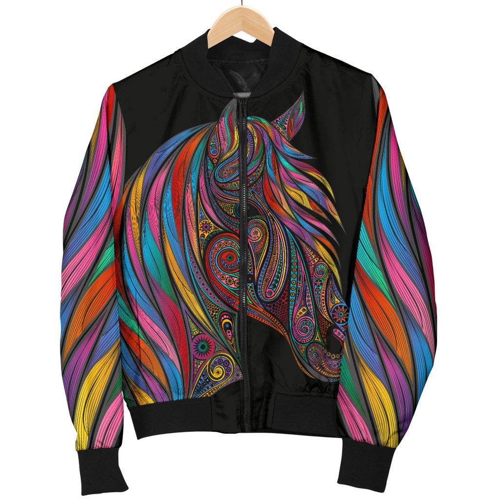 Horse Colorful Women Casual Bomber Jacket