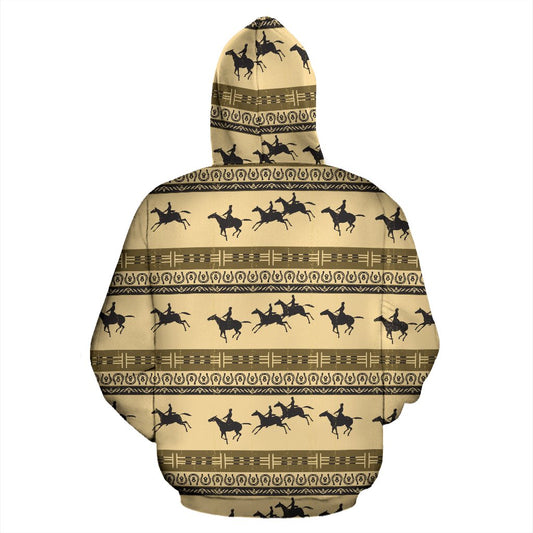 Horse Pattern Prnt All Over Zip Up Hoodie