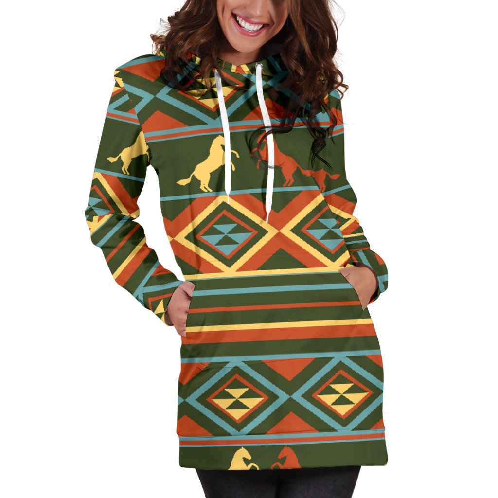 Horse Western Pattern Women Hoodie Dress