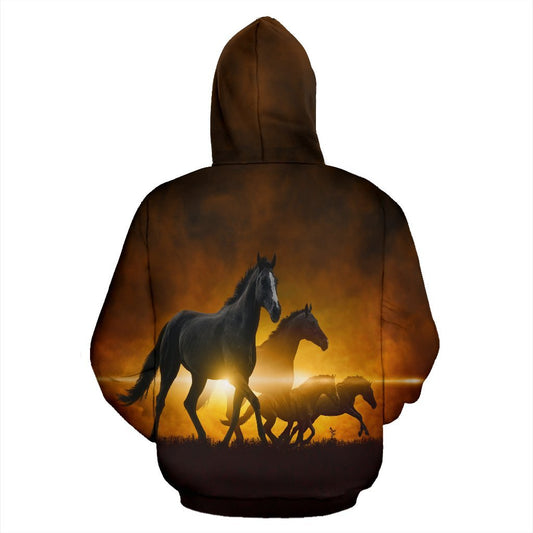 Horses Riding Sweatshirt Pullover Hoodie