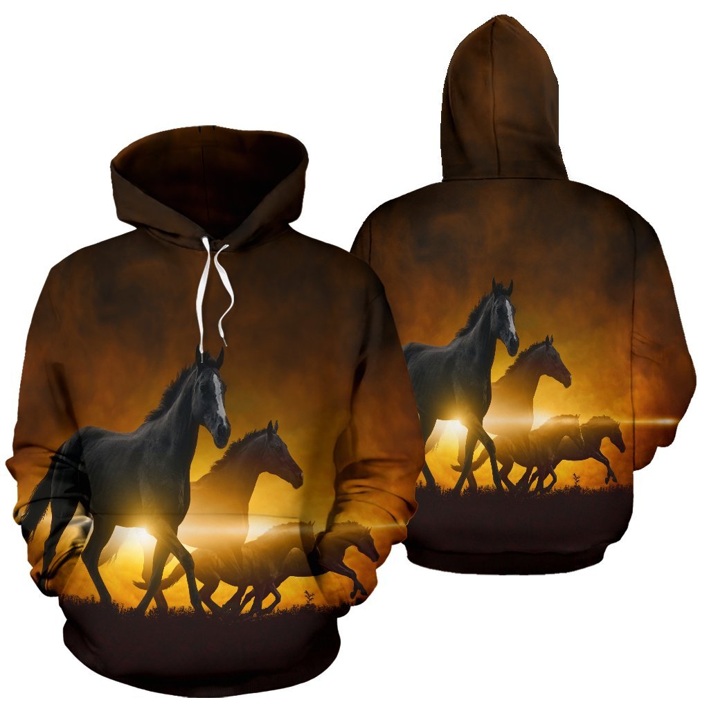 Horses Riding Sweatshirt Pullover Hoodie