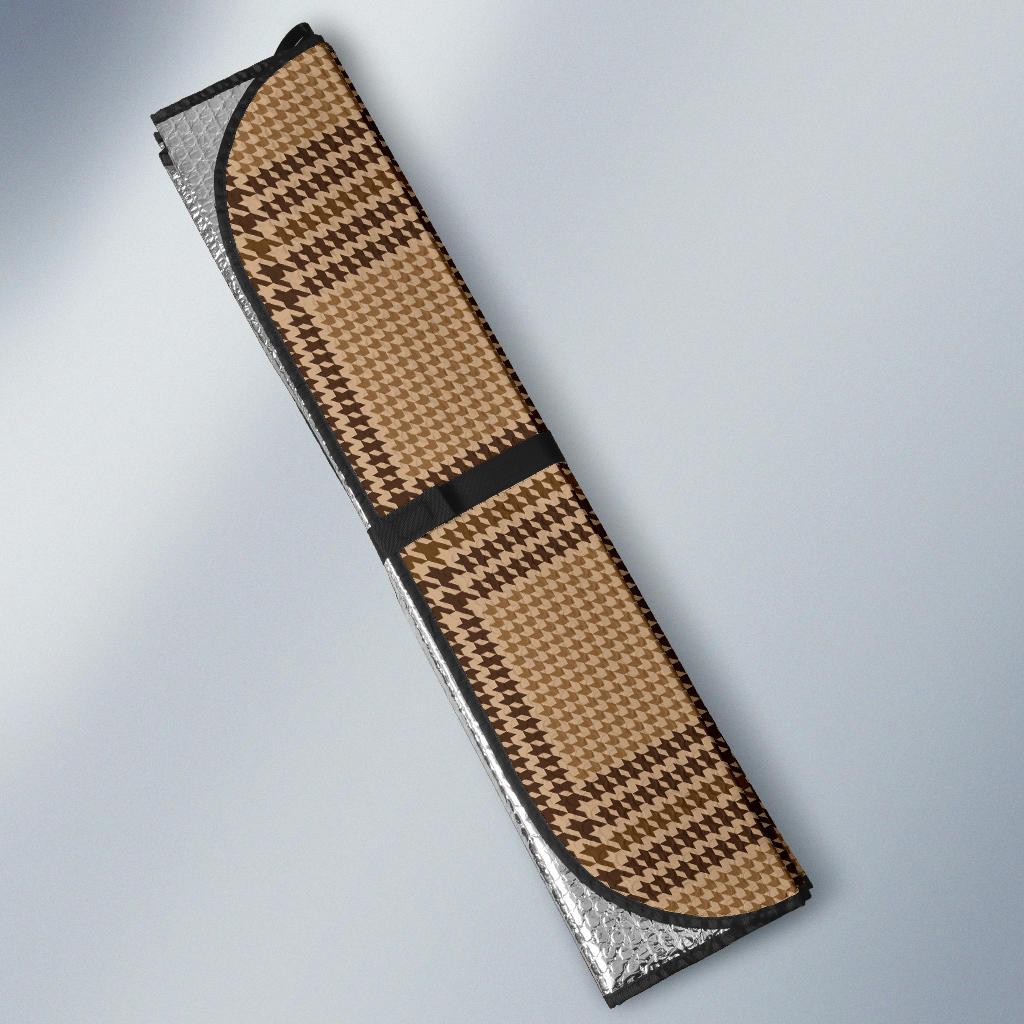 Houndstooth Brown Pattern Print Design 04 Car Sun Shade-JORJUNE.COM