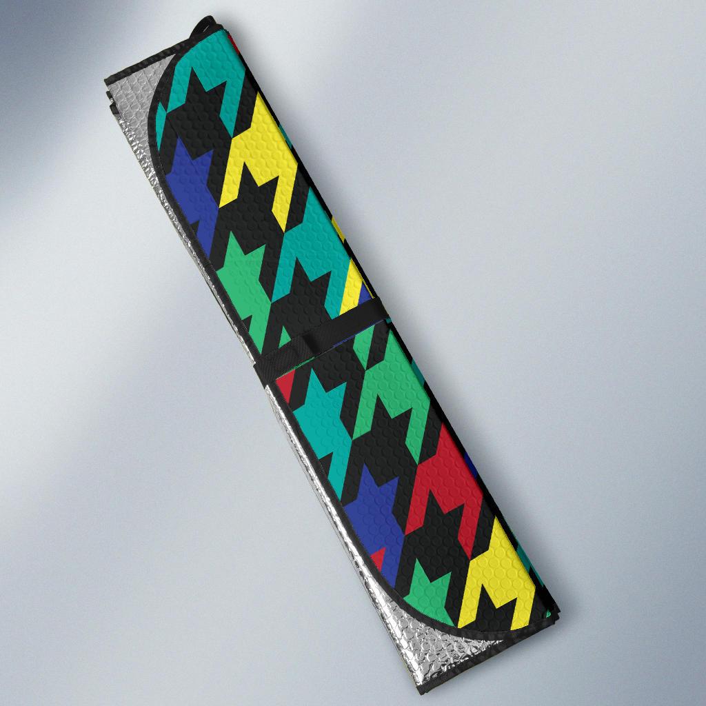 Houndstooth Colorful Pattern Print Design 02 Car Sun Shade-JORJUNE.COM