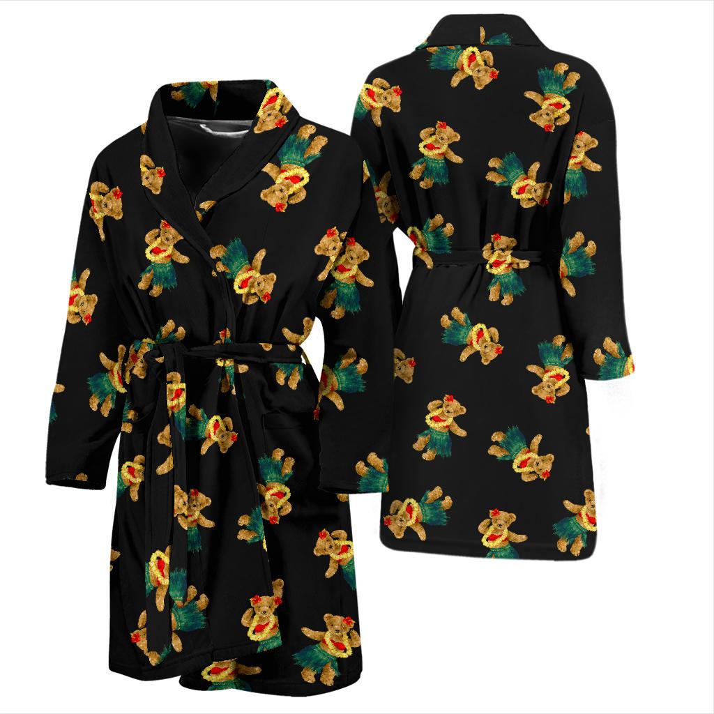 Hula Bear Pattern Print Design 06 Men Bathrobe-JORJUNE.COM