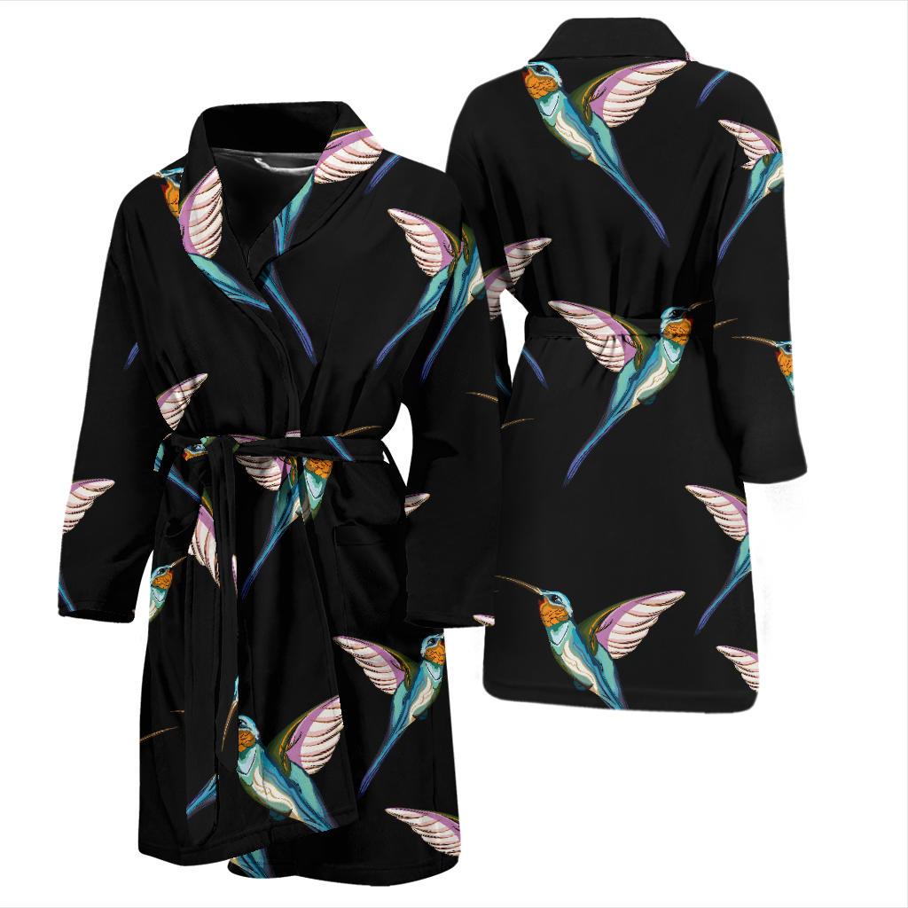 Hummingbird Pattern Print Design 06 Men Bathrobe-JORJUNE.COM
