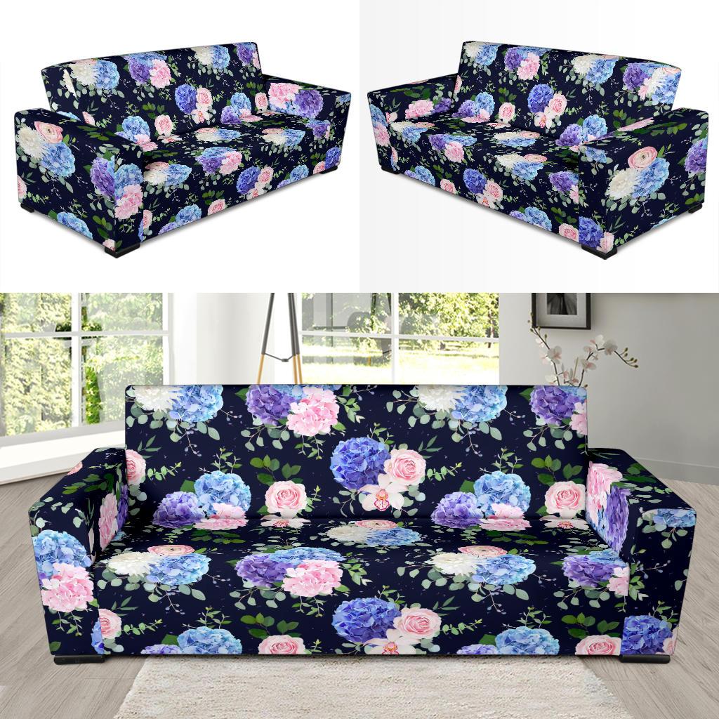 Hydrangea Pattern Print Design HD01 Sofa Slipcover-JORJUNE.COM
