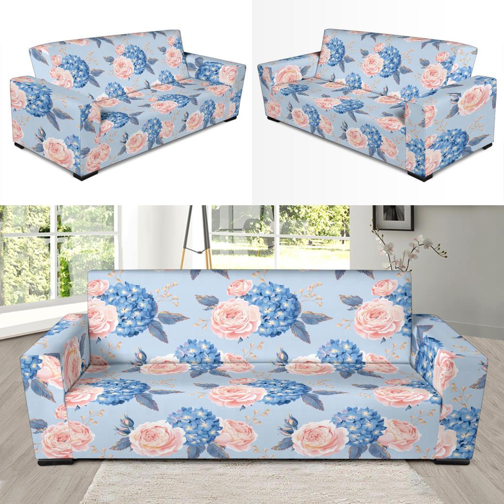 Hydrangea Pattern Print Design HD06 Sofa Slipcover-JORJUNE.COM