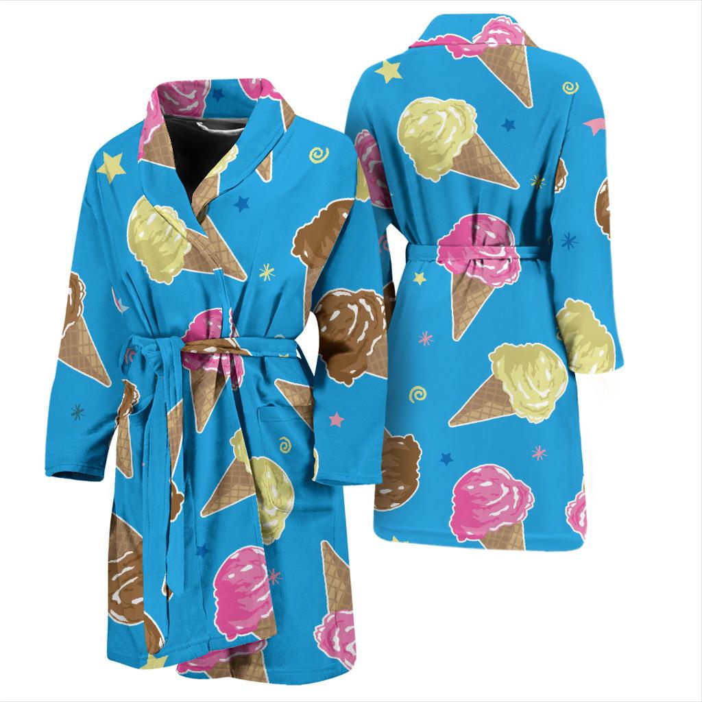Ice Cream Pattern Print Design 01 Men Bathrobe-JORJUNE.COM