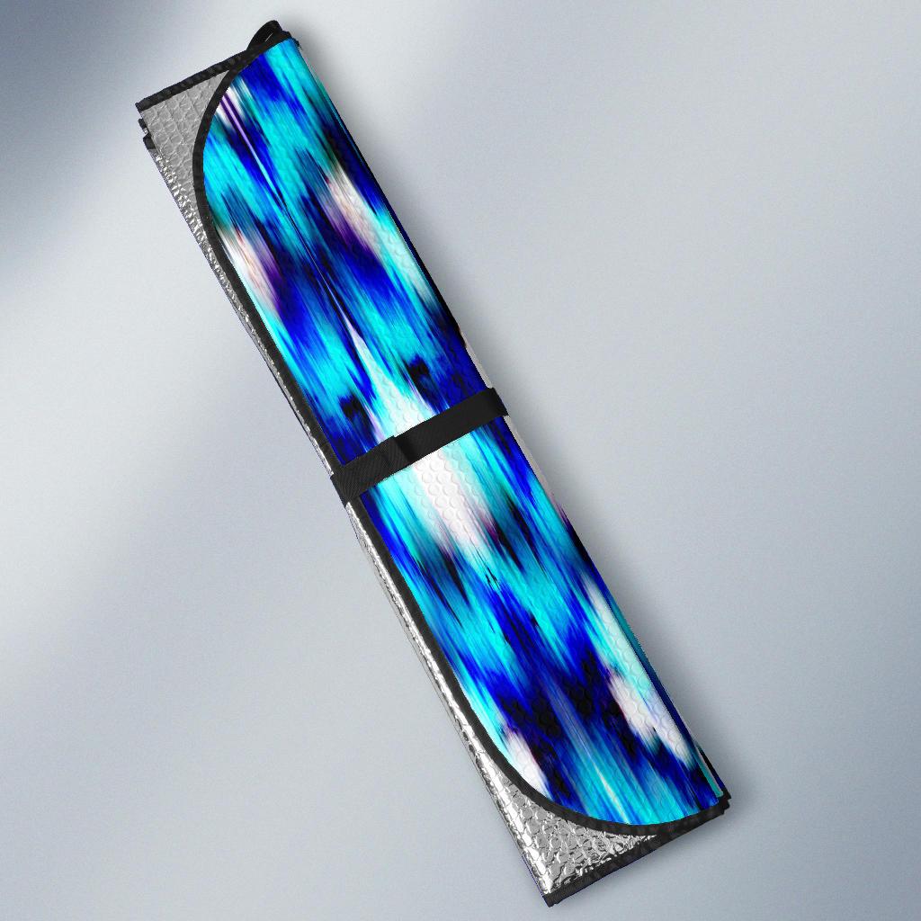 Ikat Blue Pattern Print Design 01 Car Sun Shades-JORJUNE.COM