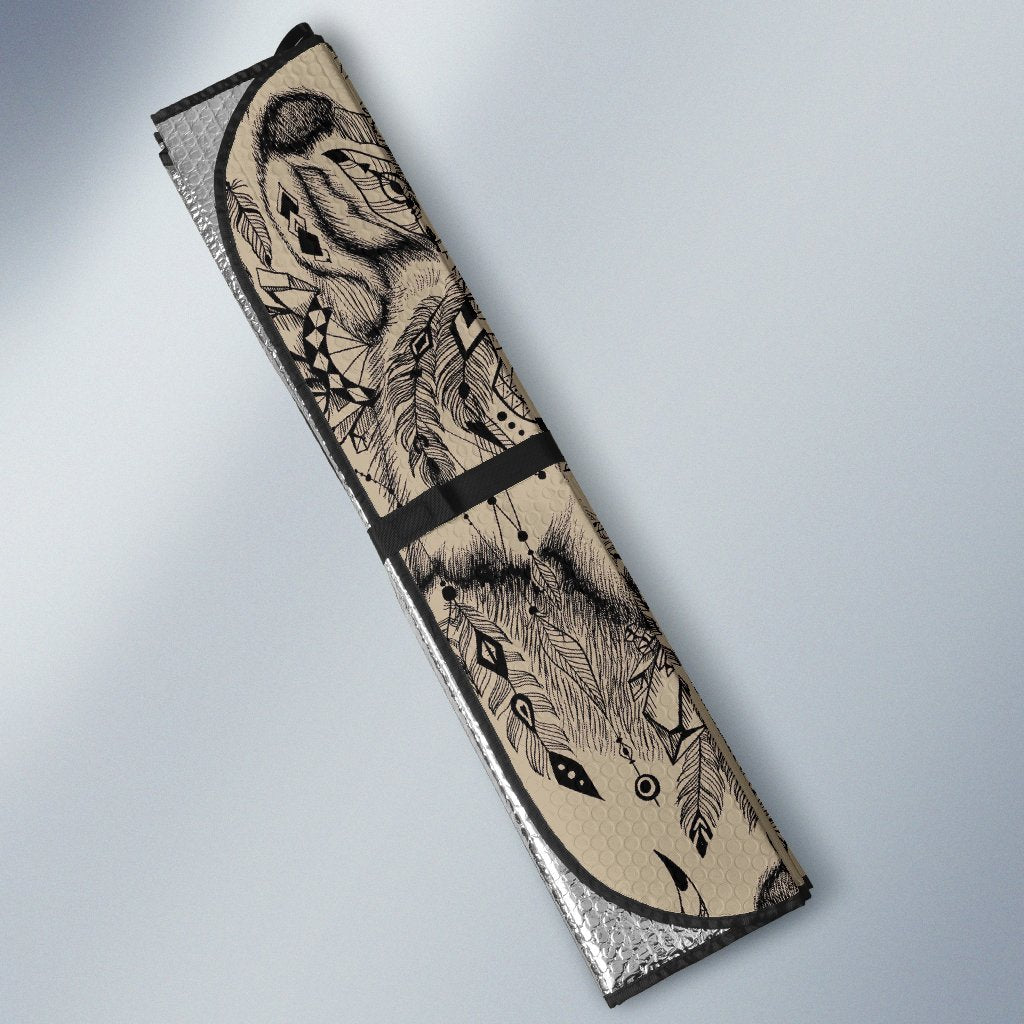 Indian Boho Wolf Car Sun Shade-JorJune