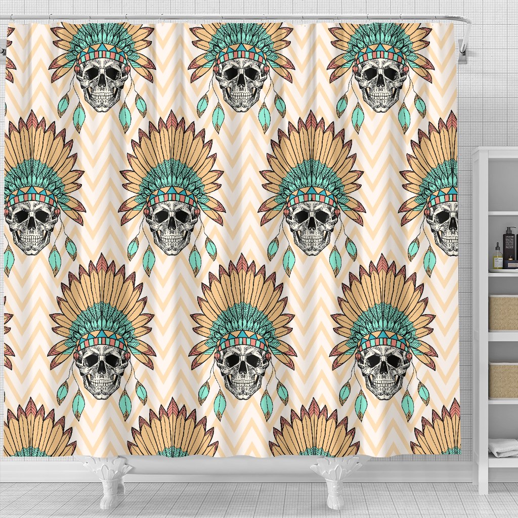 Indian Skull Pattern Shower Curtain