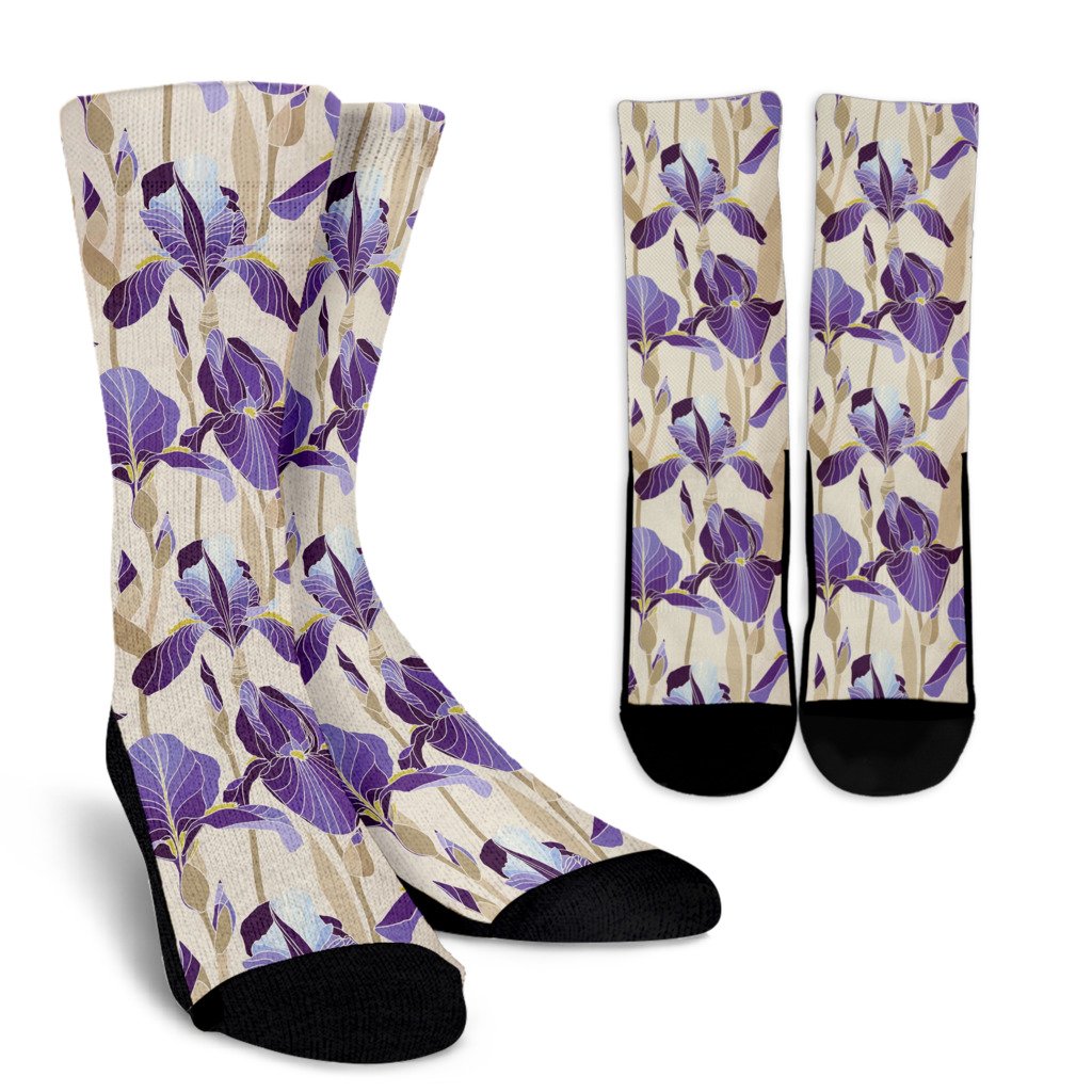 Iris Pattern Print Design IR02 Crew Socks-JORJUNE.COM