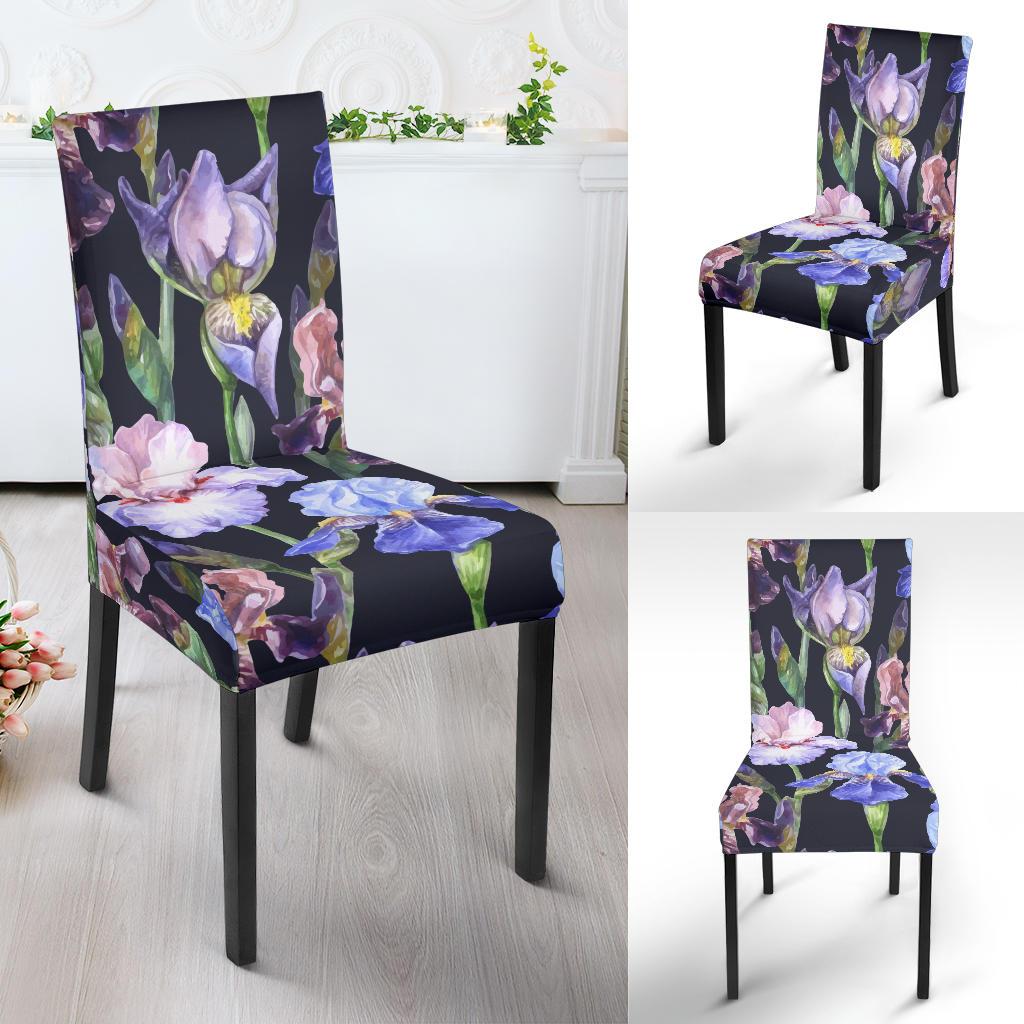 Iris Pattern Print Design IR04 Dining Chair Slipcover-JORJUNE.COM