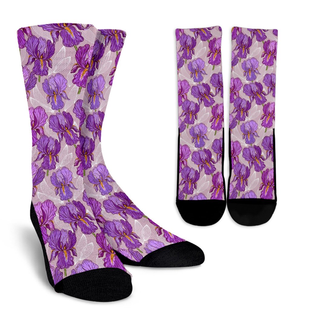 Iris Pattern Print Design IR05 Crew Socks-JORJUNE.COM
