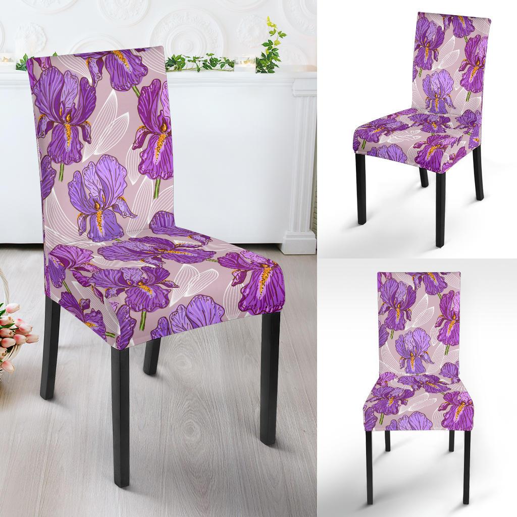 Iris Pattern Print Design IR05 Dining Chair Slipcover-JORJUNE.COM