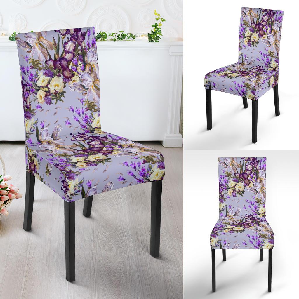 Iris Pattern Print Design IR07 Dining Chair Slipcover-JORJUNE.COM