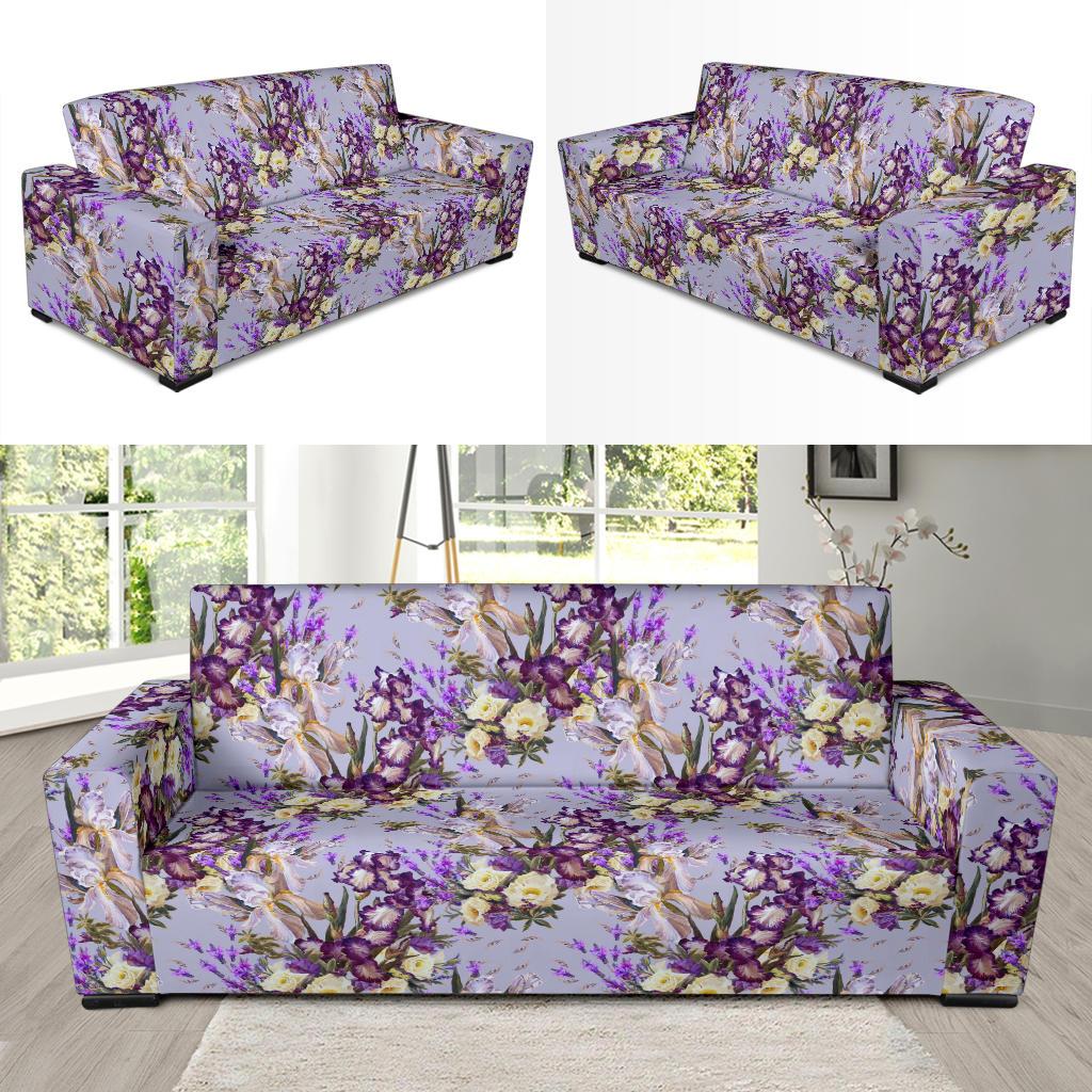 Iris Pattern Print Design IR07 Sofa Slipcover-JORJUNE.COM