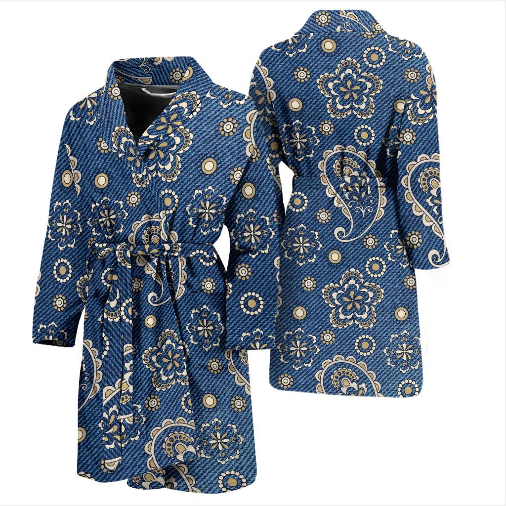 Jean Paisley Pattern Print Design 01 Men Bathrobe-JORJUNE.COM