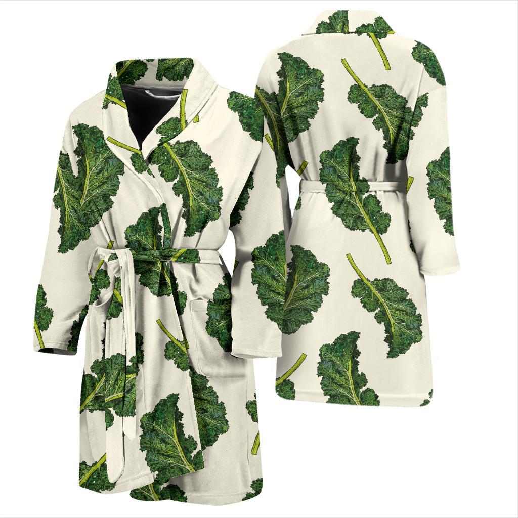 Kale Pattern Print Design 03 Men Bathrobe-JORJUNE.COM