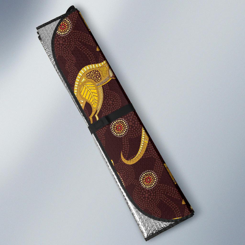 Kangaroos Aboriginal Pattern Print Design 08 Car Sun Shades-JORJUNE.COM