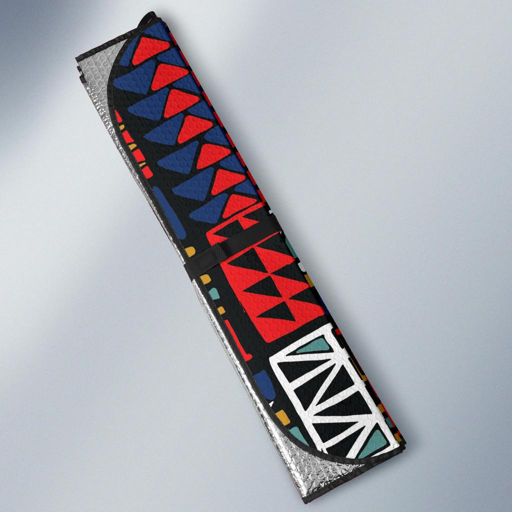 Kente Pattern Print Design 02 Car Sun Shades-JORJUNE.COM