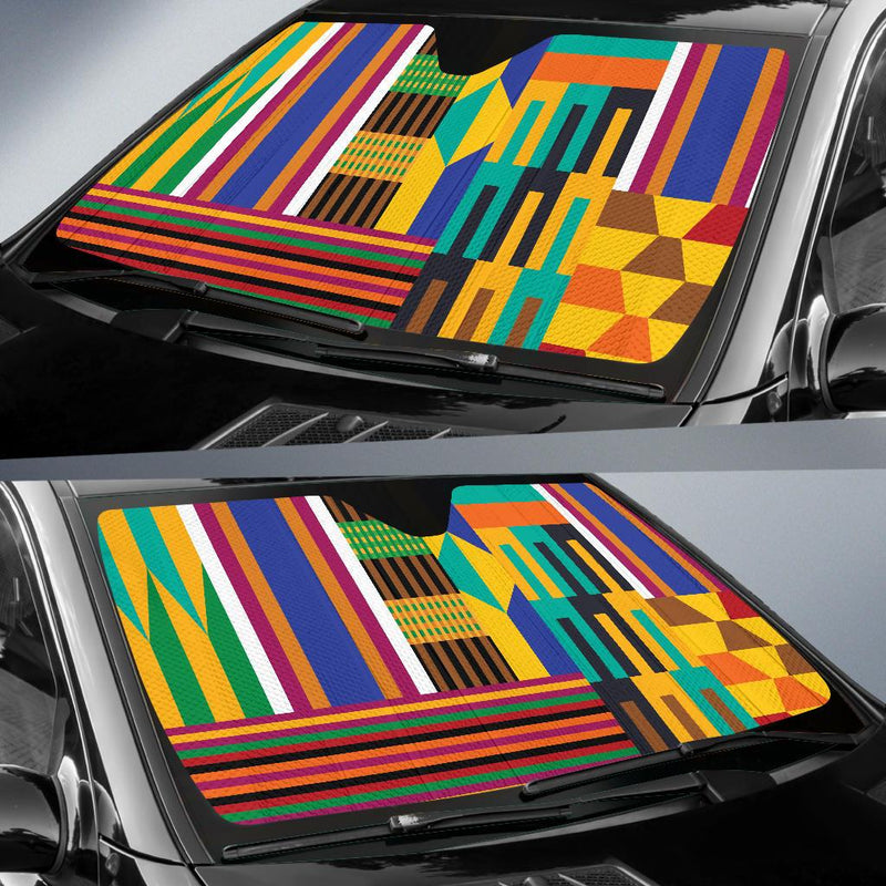 Kente Pattern Print Design 03 Car Sun Shades-JORJUNE.COM