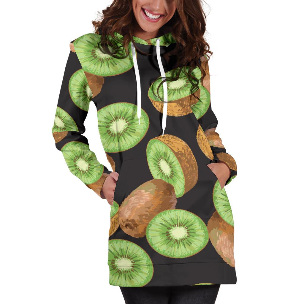 Kiwi Pattern Print Design KW03 Women Hoodie Dress