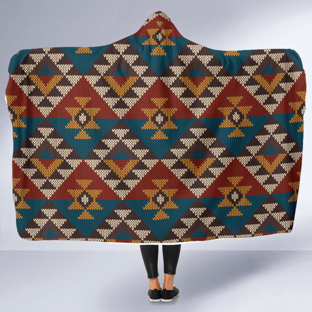 Knit Aztec Tribal Hooded Blanket-JORJUNE.COM