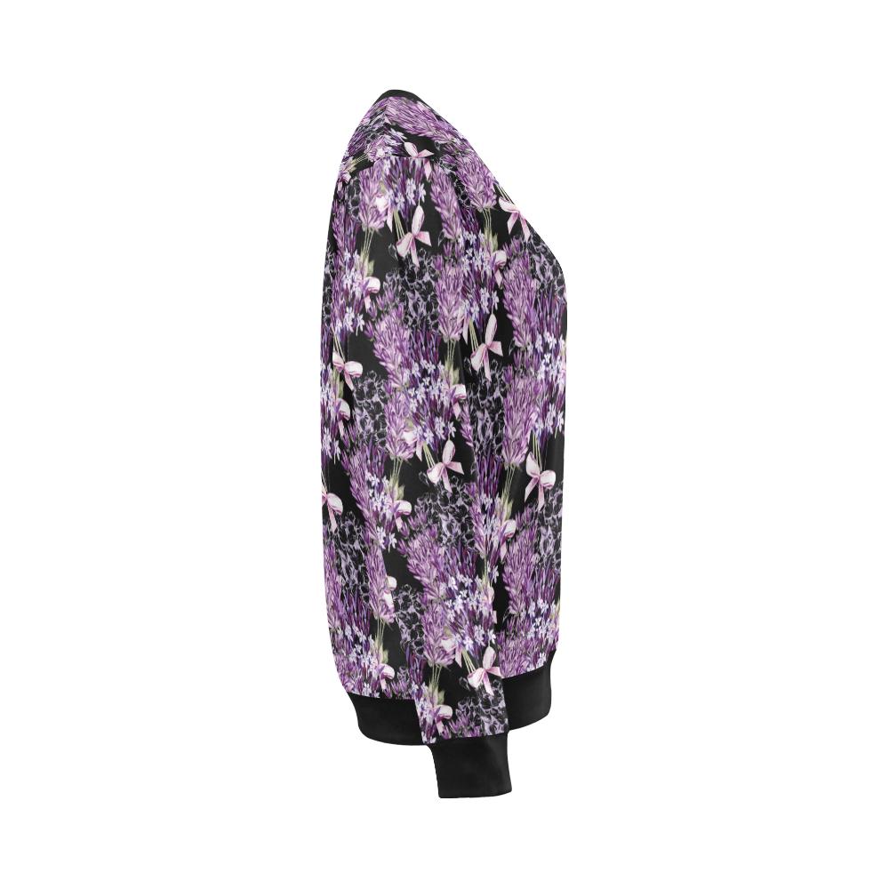 Lavender Pattern Print Design LV06 Women Long Sleeve Sweatshirt-JorJune
