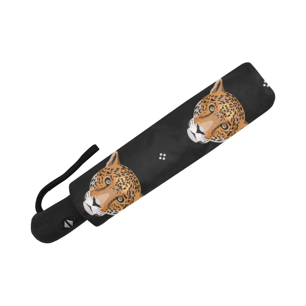 Leopard Head Pattern Automatic Foldable Umbrella