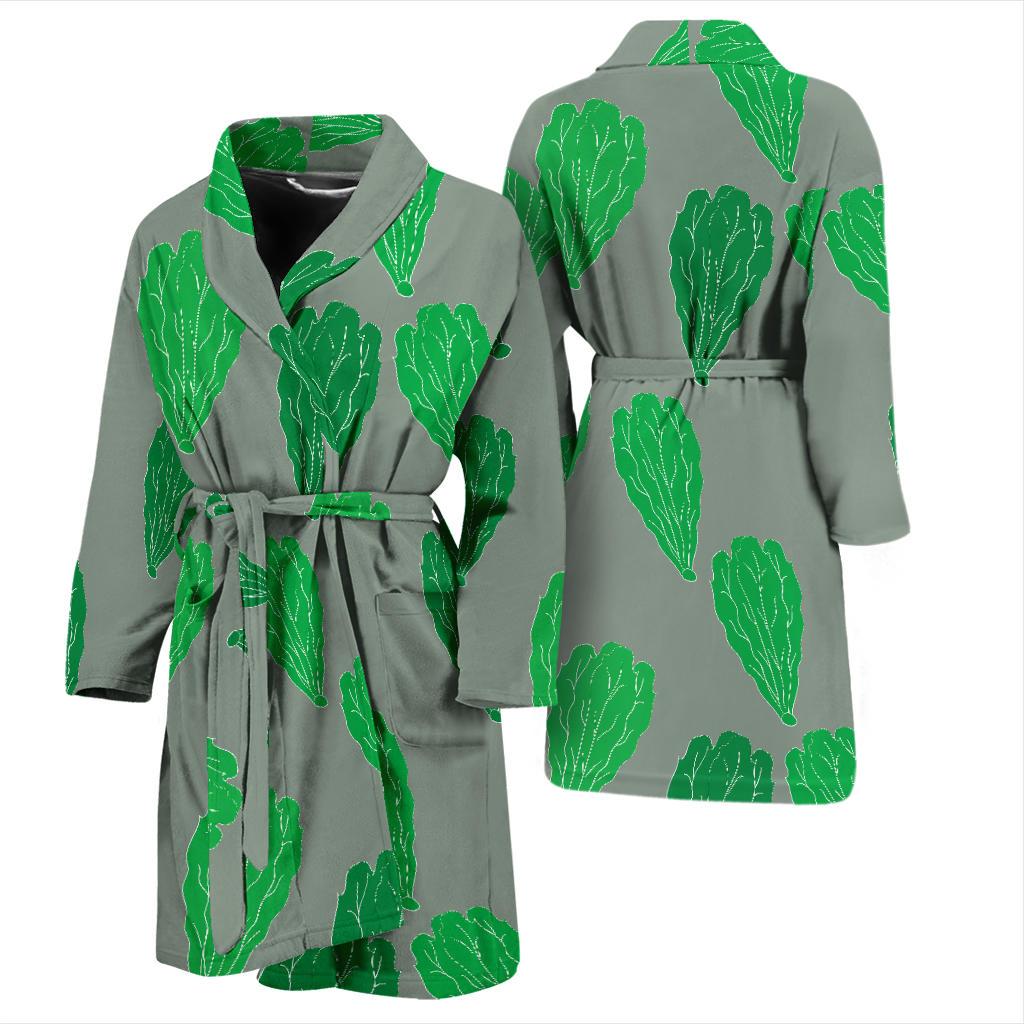 Lettuce Pattern Print Design 02 Men Bathrobe-JORJUNE.COM