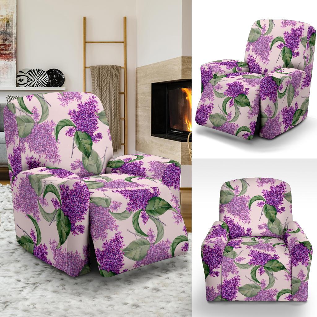 Lilac Pattern Print Design LI02 Recliner Slipcover-JORJUNE.COM