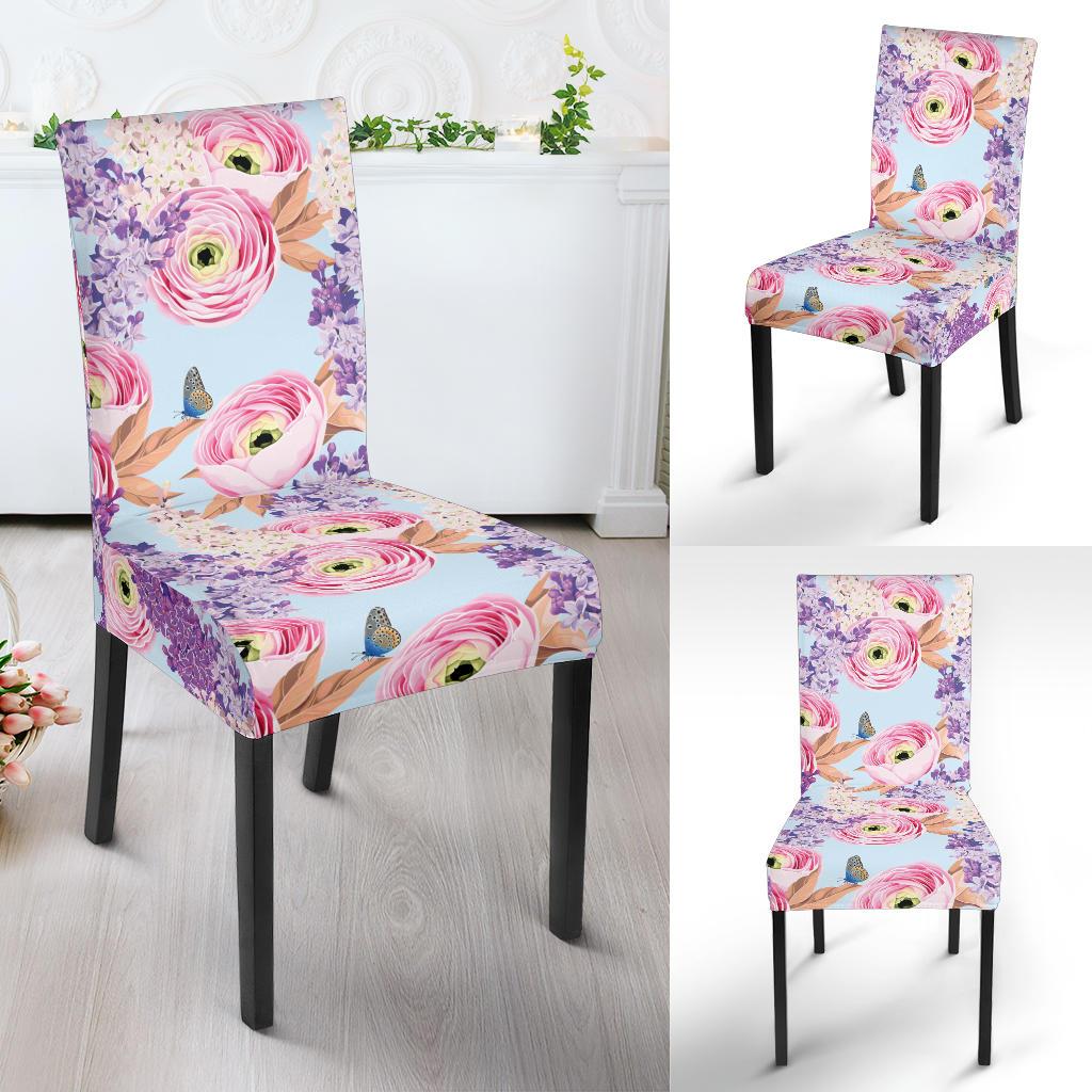 Lilac Pattern Print Design LI03 Dining Chair Slipcover-JORJUNE.COM